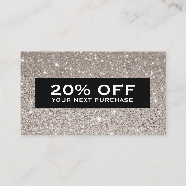 Glamous Modern Beauty Coupcard Silver Glitter Rabattkort (Framsida)