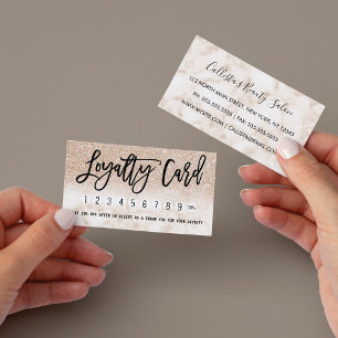 Glamous Modern Chic Guld Glitter Marble Lojalitetskort