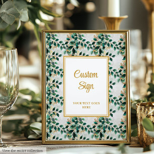 Glamous Mörk grönt Guld Eucalyptus Bröllop-tecken Poster