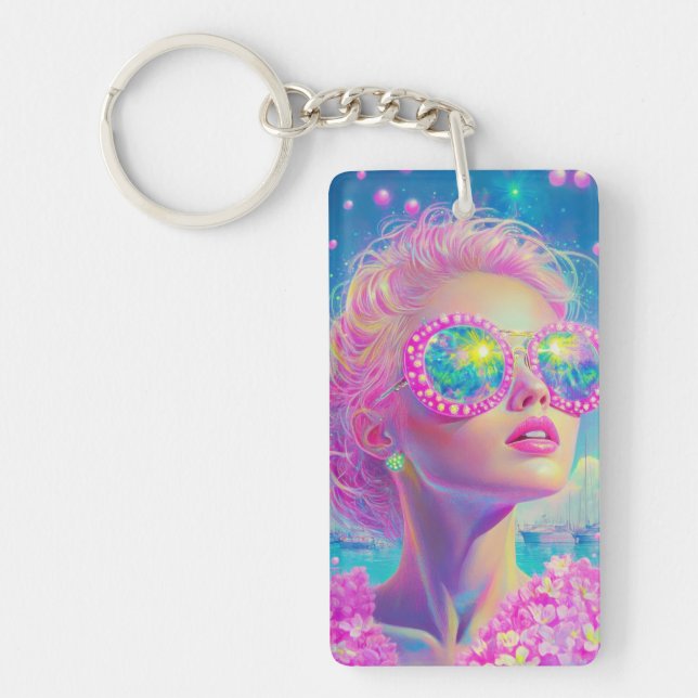 Glamous Neon Woman med mousserande glasögon (Framsidan)