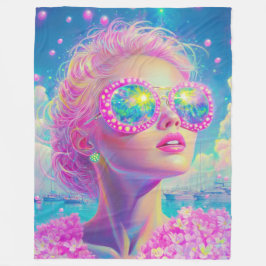 Glamous Neon Woman med mousserande glasögon Fleecefilt