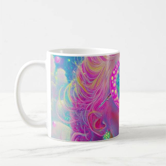 Glamous Neon Woman med mousserande glasögon Kaffemugg (Vänster)