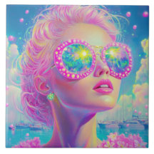 Glamous Neon Woman med mousserande glasögon