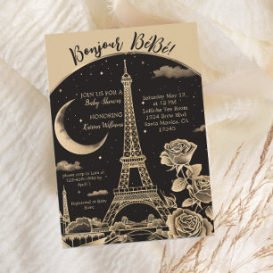 Glamous Paris Eiffel Torn Baby Shower Inbjudan