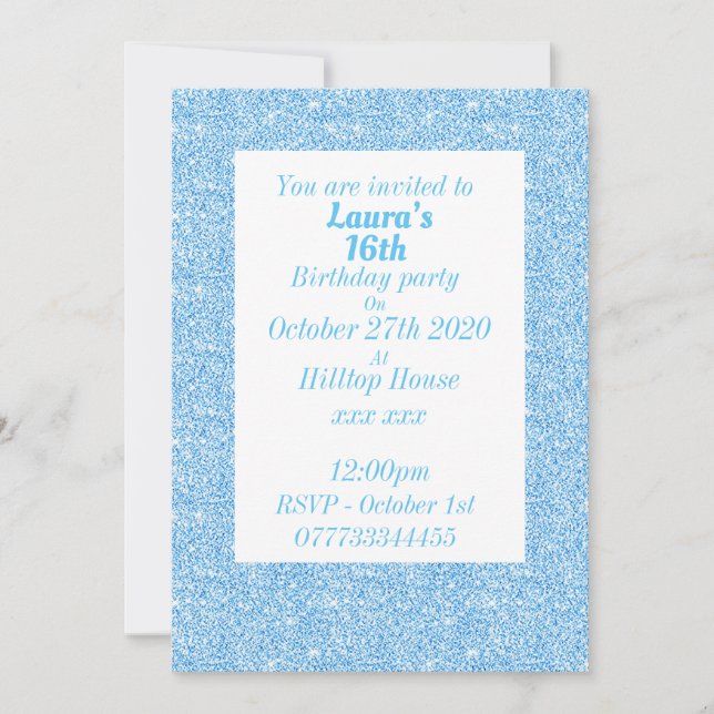 Glamous personlig födelsedagsfest inbjudan (Framsida)