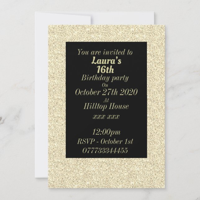 Glamous personlig födelsedagsfest inbjudan (Framsida)