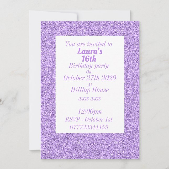 Glamous personlig födelsedagsfest inbjudan (Framsida)