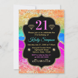 Glamous Rainbow Alcohol Bläck Agate Birthday Inbjudningar