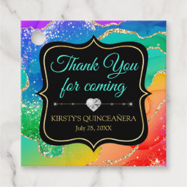 Glamous Rainbow Alcohol Bläck Agate Quinceañera Gåvor Etiketter