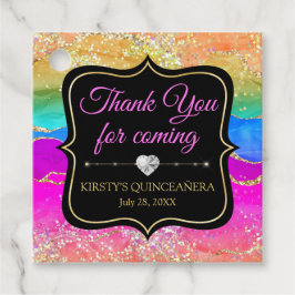 Glamous Rainbow Alcohol Bläck Agate Quinceañera Gåvor Etiketter