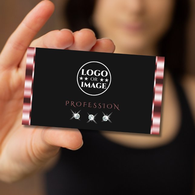 Glamous Red Black Sparkling Diamonds med Logotyp Visitkort (Skapare uppladdad)