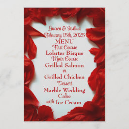 Glamous Red Petals Bröllop Menu Program
