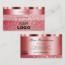 Glamous Red Sparkling Glitter med Logotyp Shimmery Visitkort