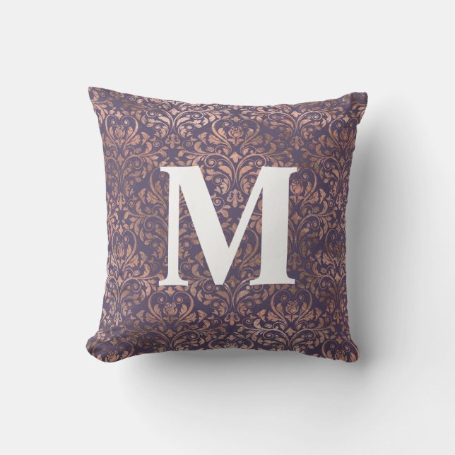 Glamous Ro Gold Foil och Lavender Damask Kudde (Framsida)