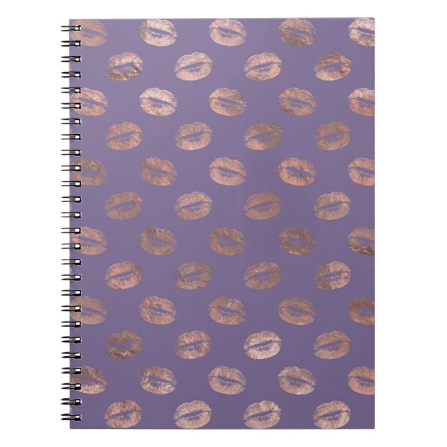 Glamous Ro Gold Foil och Lavender Läppar Anteckningsbok (Framsidan)