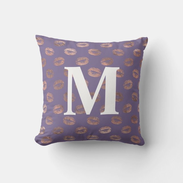 Glamous Ro Gold Foil och Lavender Läppar Kudde (Framsida)