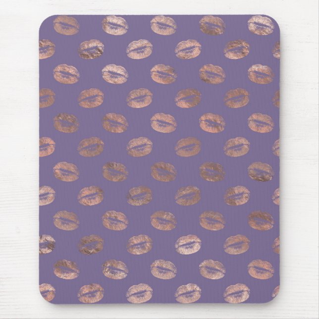 Glamous Ro Gold Foil och Lavender Läppar Musmatta (Framsidan)