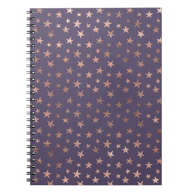 Glamous Ro Gold Foil och Lavender Stars Anteckningsbok (Framsidan)