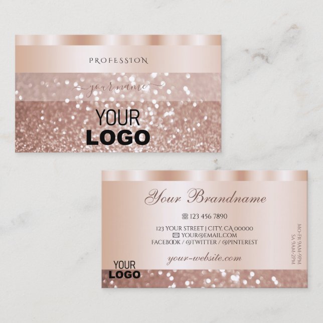 Glamous Ro Golden Gnistra Glitter Logotyp Visitkort (Fram/baksida)