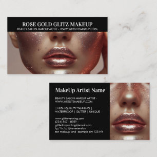 Glamous Ro Guld Glitter Makeup-konstnär Foto Visitkort