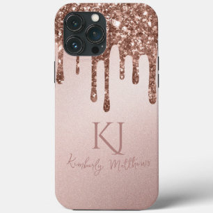 Glamous Ro Guld Glitter Monogram Initialer