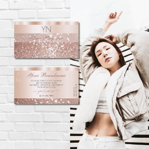Glamous Ro Guld Glitter och Monogram Luxurious Visitkort