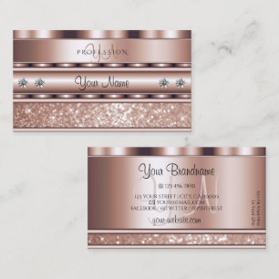 Glamous Ro Guld Gnistra Glitter Stars Monogram Visitkort