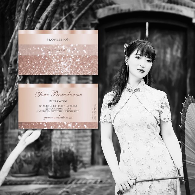 Glamous Ro Guld Sparkling Glitter Luxurie Visitkort (Skapare uppladdad)