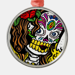 Glamous Ro Sugar Skull Julgransprydnad Metall
