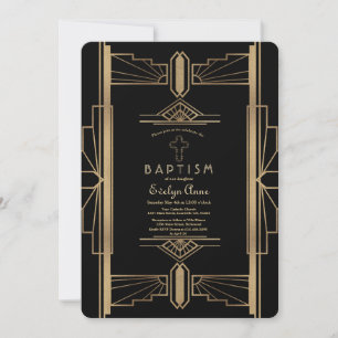 Glamous Roaring 20:s Underbara Gatsby Baptism Inbj Inbjudningar