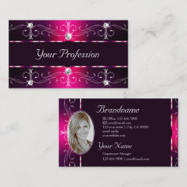 Glamous Rosa Burgundy Ornate Gräns med Photo Visitkort