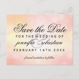 Glamous Rosa CHIC Bokeh Light Bröllop Vykort