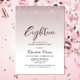 Glamous Rosa Diamonds Surprise 18:e födelsedagen Inbjudningar