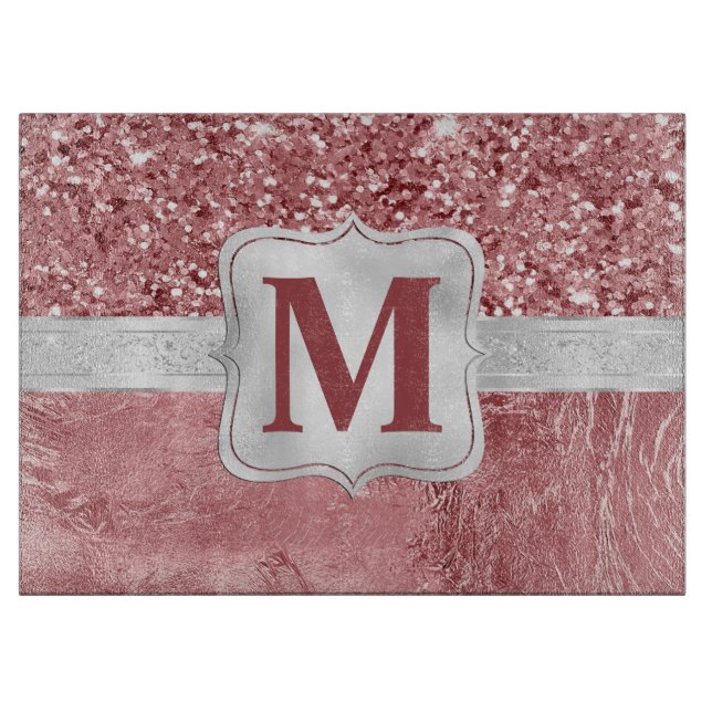 Glamous Rosa Foil och Glitter Monogram (Framsidan)