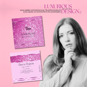 Glamous Rosa Glitter Sparkling Stars tillför Logot Fyrkantigt Visitkort