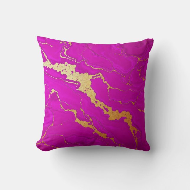 Glamous Rosa & Guld Marble Kudde (Framsida)