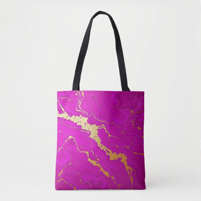 Glamous Rosa & Guld Marble Tygkasse (Framsida)