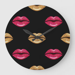 Glamous Rosa Guld: Shimming Lipstick Mönster Stor Klocka
