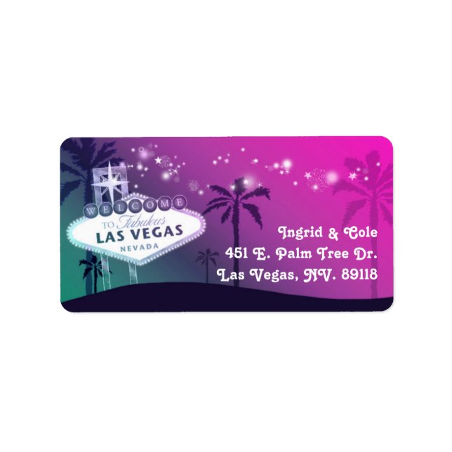 Glamous Rosa Las Vegas Bröllop Adress Adressetikett (Framsidan)