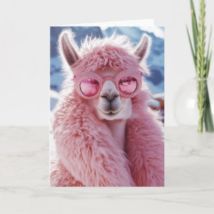 Glamous Rosa Llama - Winter Mode Icon Inbjudan