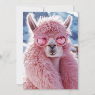 Glamous Rosa Llama - Winter Mode Icon Inbjudningar