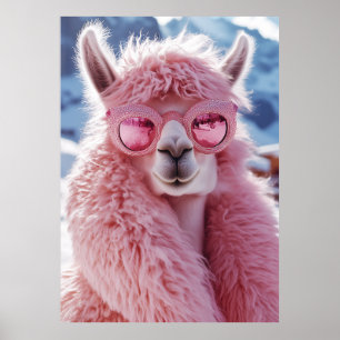 Glamous Rosa Llama - Winter Mode Icon Poster