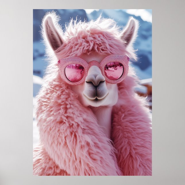 Glamous Rosa Llama - Winter Mode Icon Poster (Framsidan)