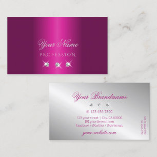 Glamous Rosa Silver Sparkling Diamonds Snyggt Visitkort