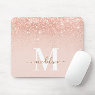 Glamous Rosegold Glitter Elegant Script Monogram Musmatta