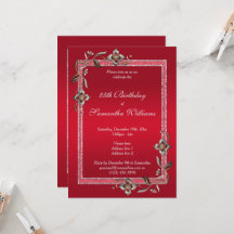 Glamous Ruby Red Gems & Glitter Birthday