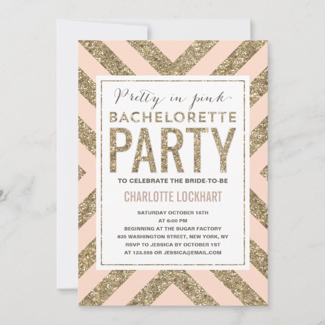 Glamous Shimmer | Inbjudan till Bachelorette-parti (Framsida)