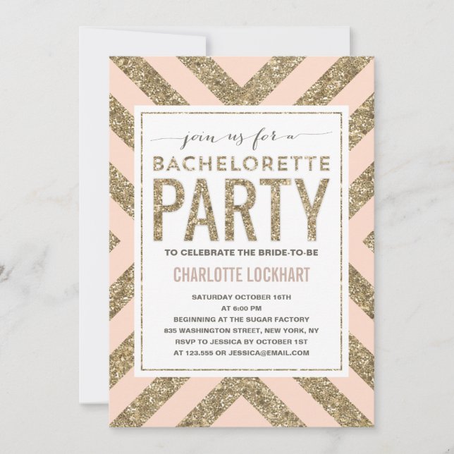 Glamous Shimmer | Inbjudan till Bachelorette-parti (Framsida)