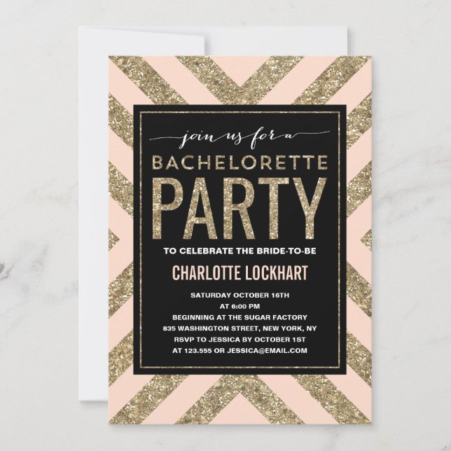 Glamous Shimmer | Inbjudan till Bachelorette-parti (Framsida)
