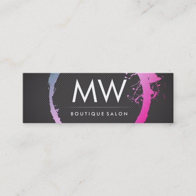Glamous Shock rosa Blue Brushed Monogram Mini Visitkort (Framsida)